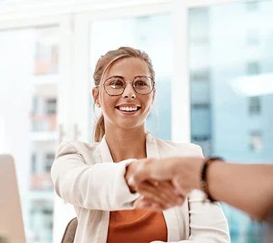Handshake with Person Smiling